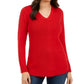 Charter Club Women's V Neck Sweater Red Size Petite XL