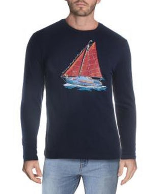 Club Room Men's Pine Boat Cotton Blend Graphic T-Shirt Blue Size Small