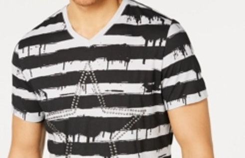 INC International Concepts Men's Cotton V Neck Graphic T-Shirt Gray Size XX-Large