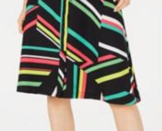 Bar III Women's Printed Skirt Black Size 10