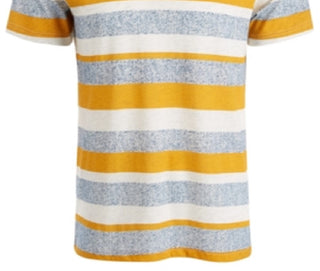 American Rag Men's Striped V Neck T-Shirt Yellow Size Medium
