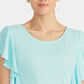 Rachel Roy Women's Short Sleeve Jewel Neck Blouse Blue Size XX-Large