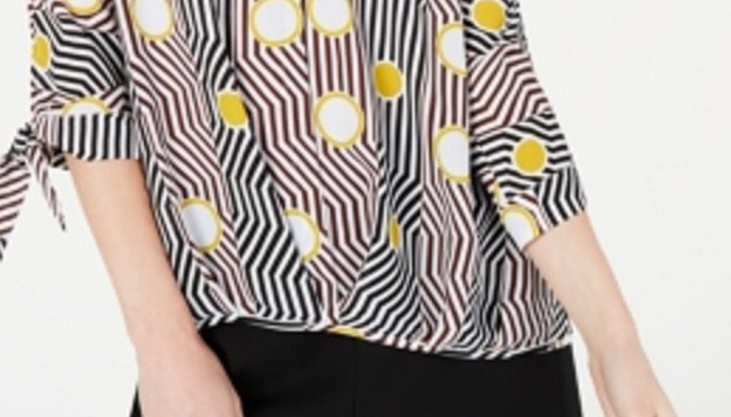 Alfani Women's Geometric Print Blouse Yellow Size Petite XL