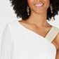 Thalia Sodi Women's Gauze One Shoulder Tie Hem Top White Size Small