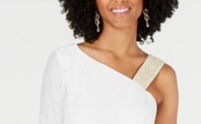 Thalia Sodi Women's Gauze One Shoulder Tie Hem Top White Size Small