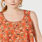 Style & Co Women's Printed Sleeveless High Low Swing Top Orange Size Petite Small