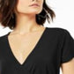 Bar III Women's Grommet Faux Wrap Top Black Size X-Small