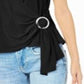 Bar III Women's Grommet Faux Wrap Top Black Size X-Small