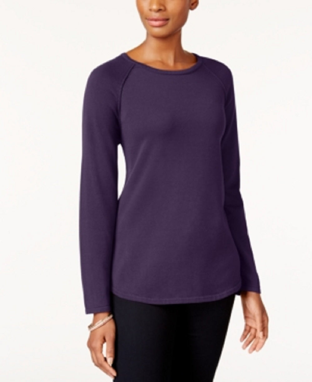 Karen Scott Women's Cotton Sweater Purple Size Petite L