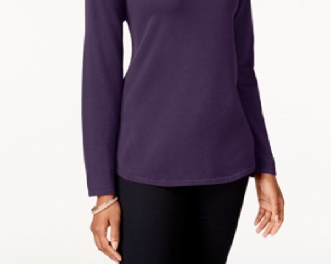 Karen Scott Women's Cotton Sweater Purple Size Petite L