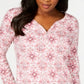 Karen Scott Women's 3/4 Sleeve Printed Henley Pink Size Small