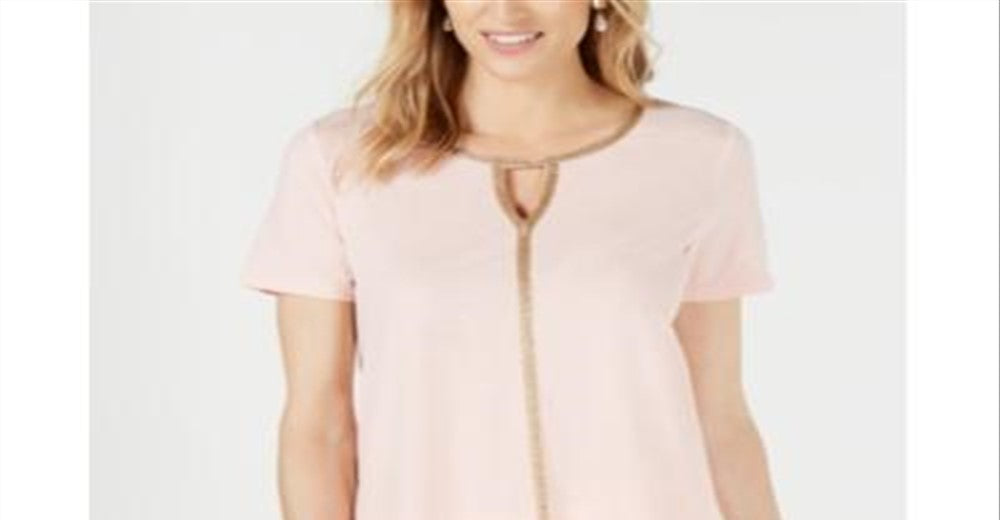 JM Collection Women's Metallic-Trim Tunic Pink Size Petite S