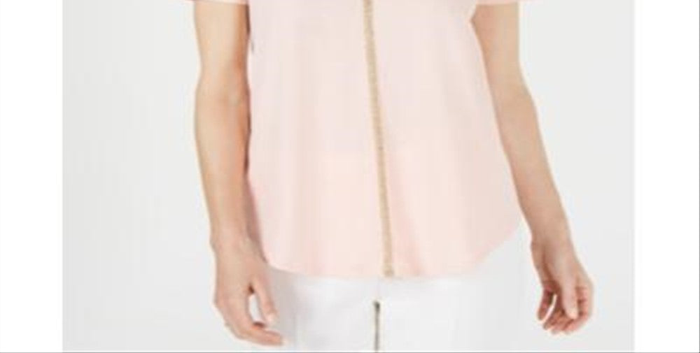 JM Collection Women's Metallic-Trim Tunic Pink Size Petite S