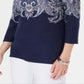 Karen Scott Women's Paisley Boat Neck Top Blue Size Petite L