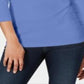 Karen Scott Women's Cotton Henley Shirt Blue Size Petite Small