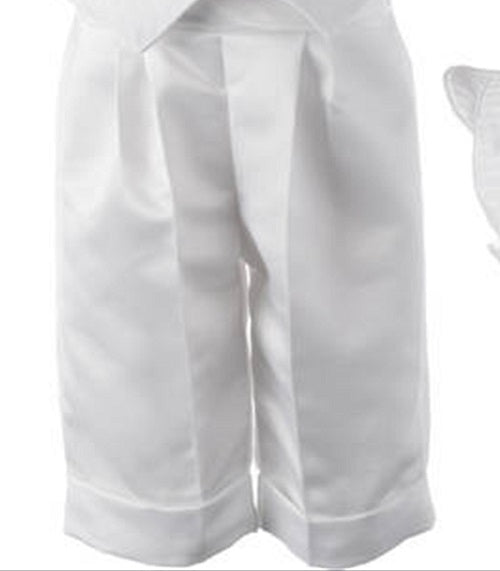 Lauren Madison Boy's Satin Christening Outfit with Hat and Tie White Size 6-9MOS