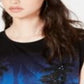 Guess Women's Printed Cap Sleeve Crew Neck Crop Top Black Size Large