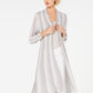 INC International Concepts Women's Striped Metallic Duster Cardigan Silver Size Petite L