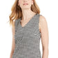 Charter Club Women's Gingham Print Button Side Top Black Size Small