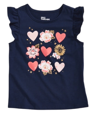 Epic Threads Toddler Girl's Hearts Print T-Shirt Blue Size 2T
