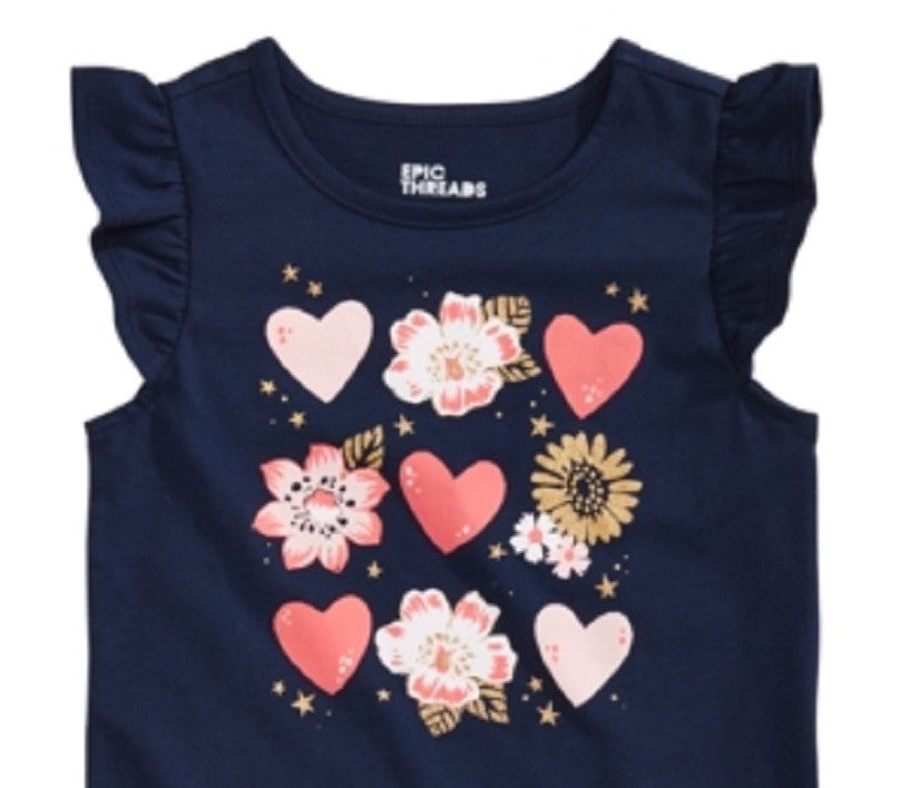 Epic Threads Toddler Girl's Hearts Print T-Shirt Blue Size 2T