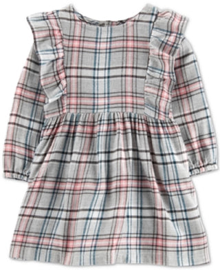 Carter's Girl's Casual Dresses PLAID Plaid Ruffle Trim a Line Dress & Bloomers Gray Size 6 Months