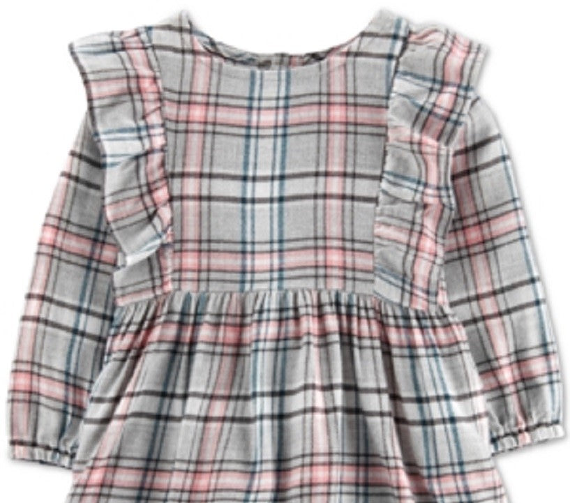 Carter's Girl's Casual Dresses PLAID Plaid Ruffle Trim a Line Dress & Bloomers Gray Size 6 Months