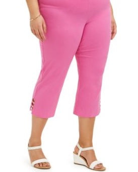 JM Collection Plus Size Capri Pants Pink Size 3X