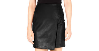 Bar III Women's Faux-Leather Skirt Black Black Size XXS