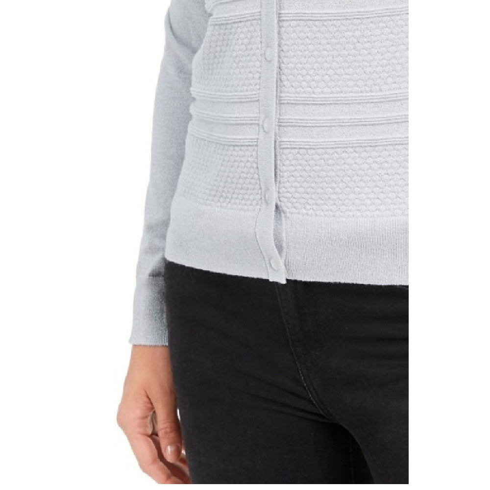 Charter Club Women's Textured Cardigan Gray Size Large
