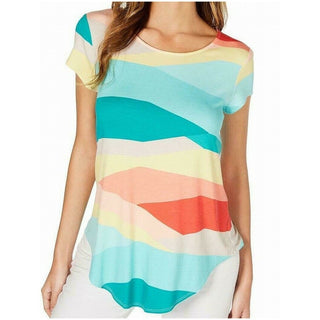 Alfani Women's Printed T-Shirt Yellow Size XL