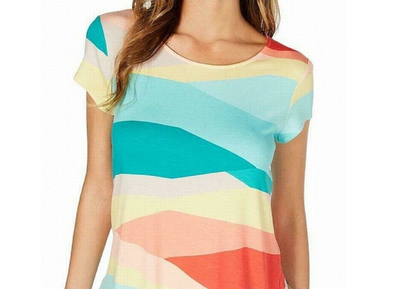 Alfani Women's Printed T-Shirt Yellow Size XL