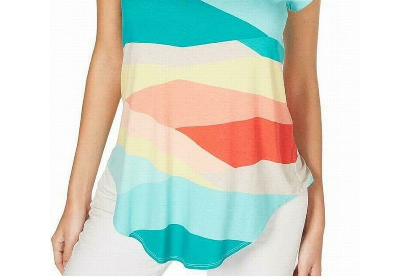 Alfani Women's Printed T-Shirt Yellow Size XL