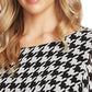 Vince Camuto Women's Batwing Houndstooth Chiffon Overlay Blouse Black Size S