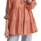 Free People Women's Dreamweaver Embroidered Tunic Top -Terracotta  Size Small