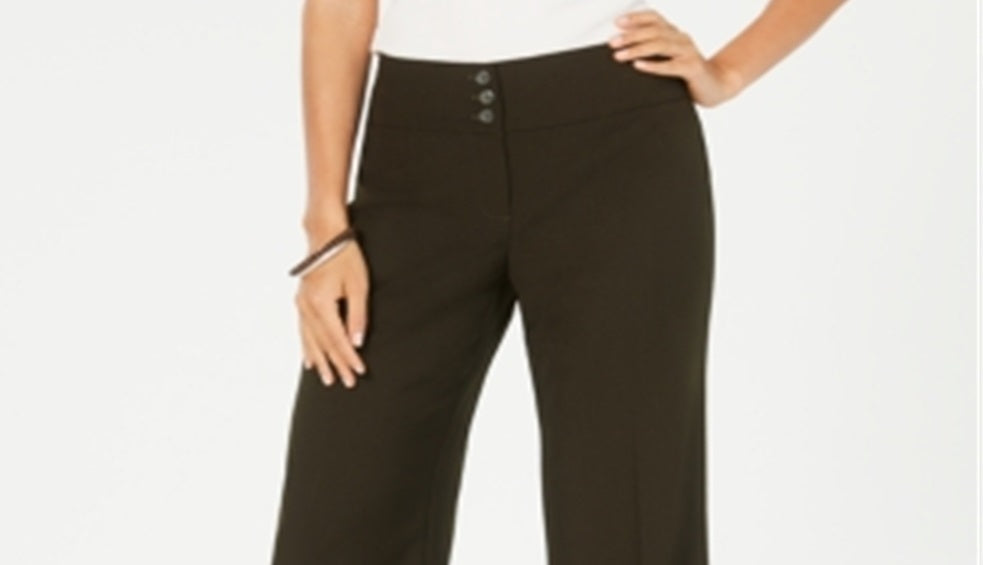 Style & Co Women's Stretch Wide-Leg Pants Green Size 10