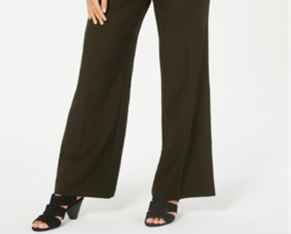Style & Co Women's Stretch Wide-Leg Pants Green Size 10
