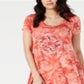 Style & Co Women's Graphic Tie-Dyed Dress Red Size X-Small