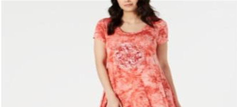 Style & Co Women's Graphic Tie-Dyed Dress Red Size X-Small