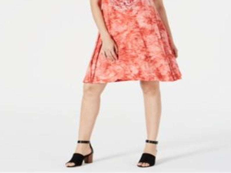 Style & Co Women's Graphic Tie-Dyed Dress Red Size X-Small