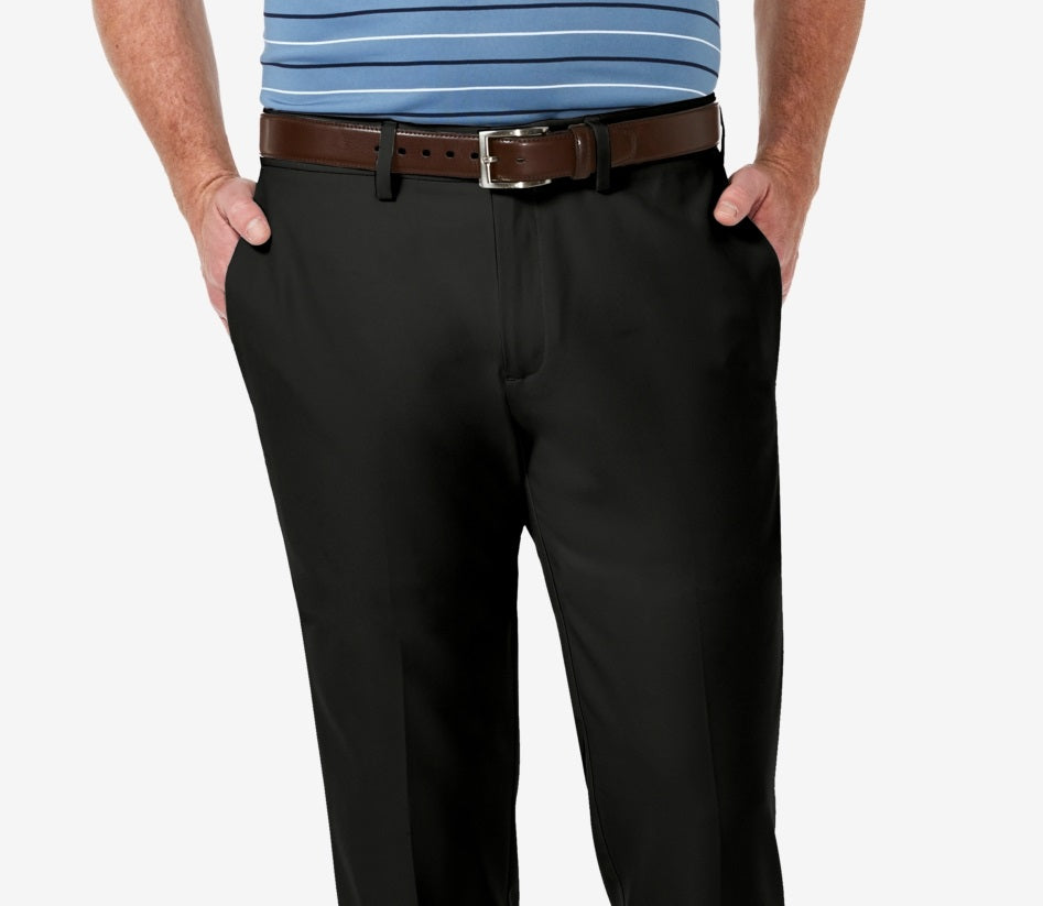 Haggar Men's Cool 18 Pro Stretch Straight Fit Flat Front Dress Pants Black Size 36X30
