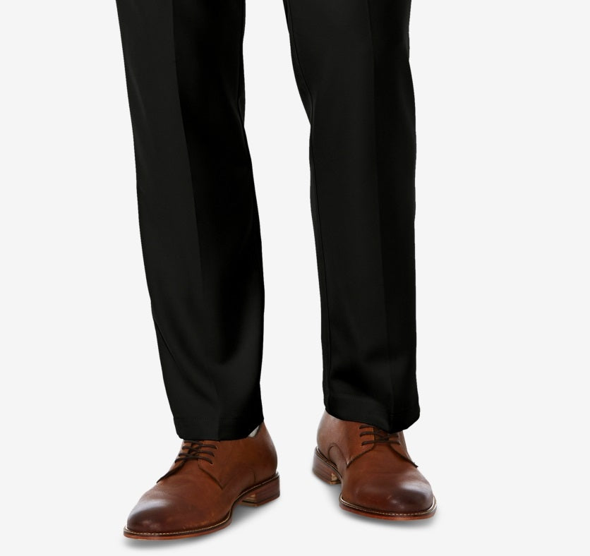 Haggar Men's Cool 18 Pro Stretch Straight Fit Flat Front Dress Pants Black Size 36X30