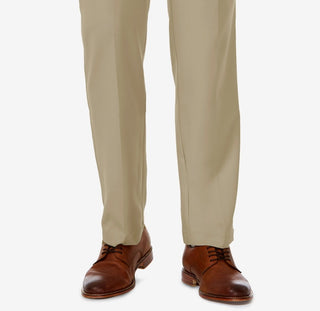 Haggar Men's Cool 18 Pro Stretch Straight Fit Flat Front Dress Pants Beige Size 38X30