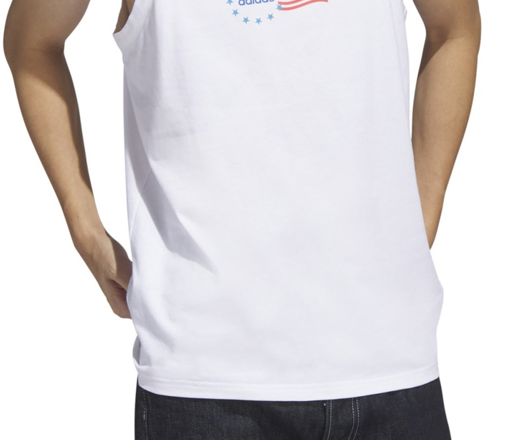 adidas Men's American Flag Tank White Size Small