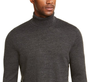 Club Room Men's Merino Wool Blend Turtleneck Sweater Gray Size Medium
