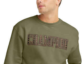 Champion Men's Powerblend Standard Fit Logo Print Fleece Sweatshirt Green Size Large