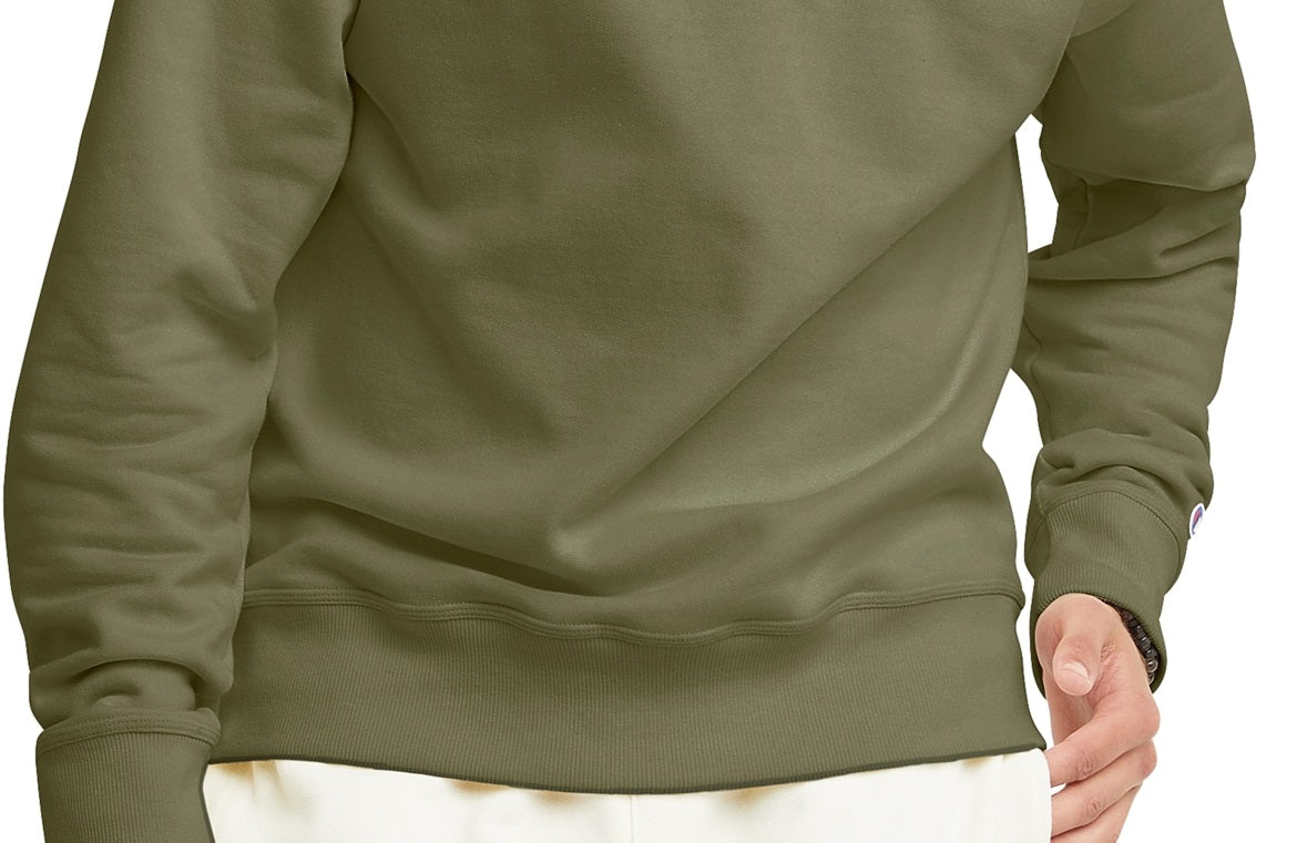 Champion Men's Powerblend Standard Fit Logo Print Fleece Sweatshirt Green Size Large