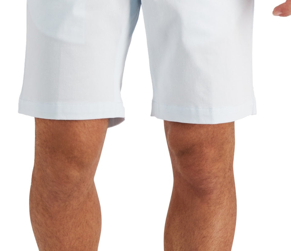 Club Room Men's Regular Fit 9 4 Way Stretch Shorts White  Size 40