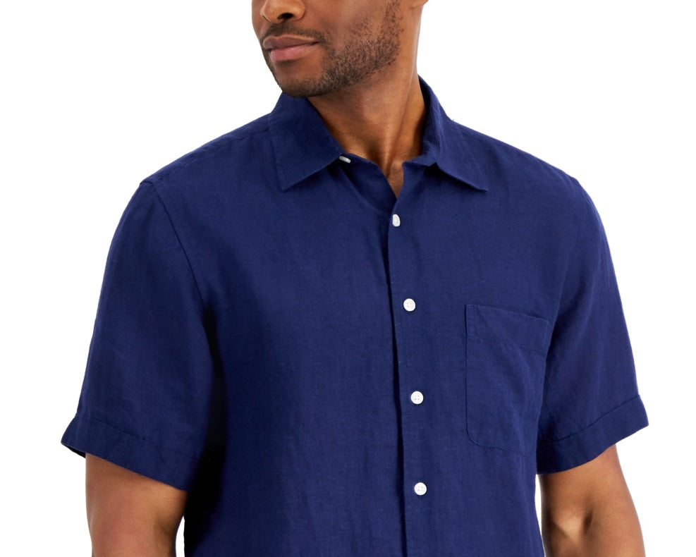 Club Room Men's 100% Linen Shirt Blue Size Small