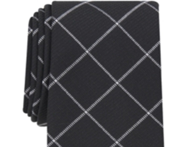 Alfani Men's Robinson Grid Tie Black  Size Regular